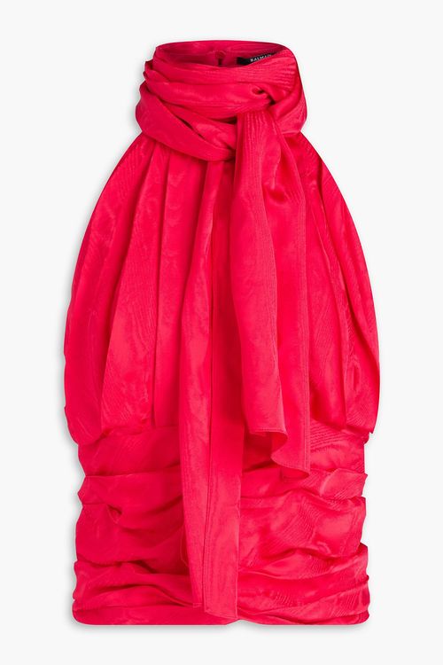 Cutout satin-jacquard turtleneck top - Orange - FR 38