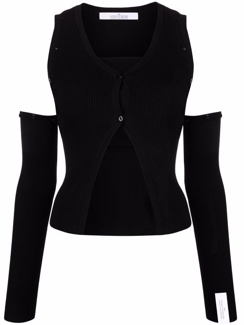 Cut-out knitted cardigan - Black