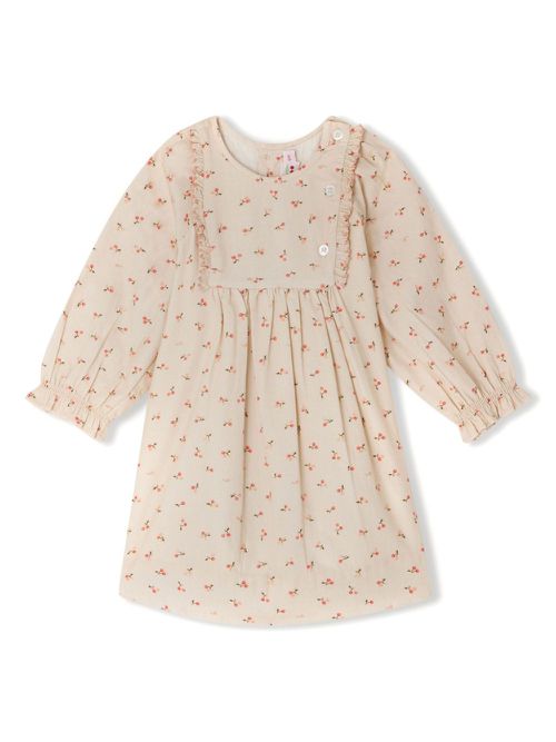 Cherry-print organic cotton dress - Neutrals