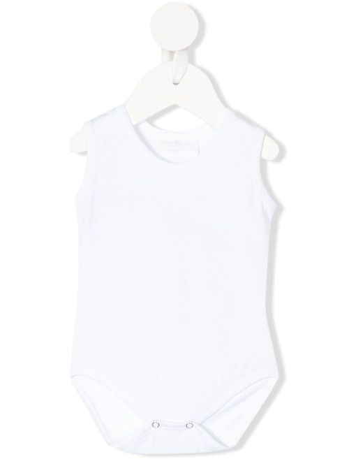 Sleeveless snap button bodysuit - White