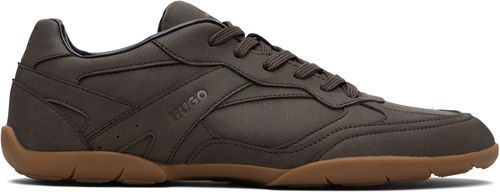 Brown Stacked Logo Faux-Leather Sneakers