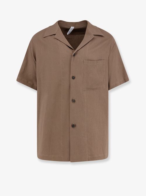 Linen-Viscose Blend Shirt — Brown