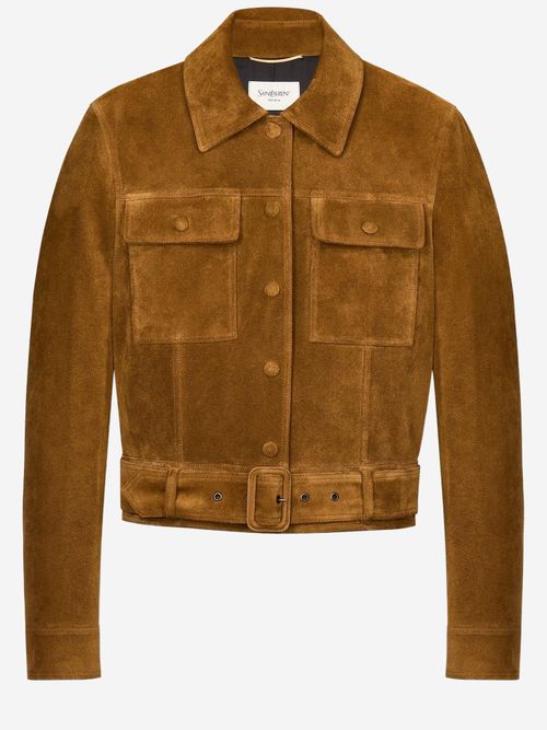 Suede Calfskin Jacket — Brown