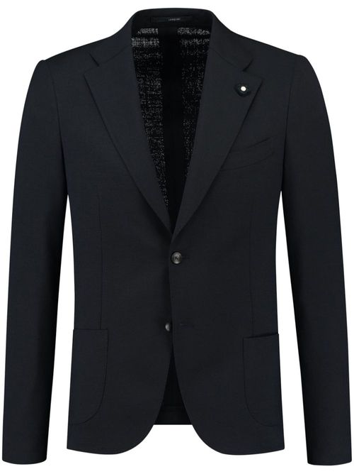 Brooch-detail single-breasted blazer - Blue
