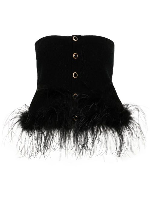Feather-trim mini skirt - Black