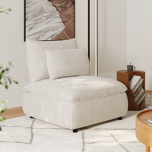 Fauteuil d'appoint en chenille , avec rangement caché et dossier amovible
