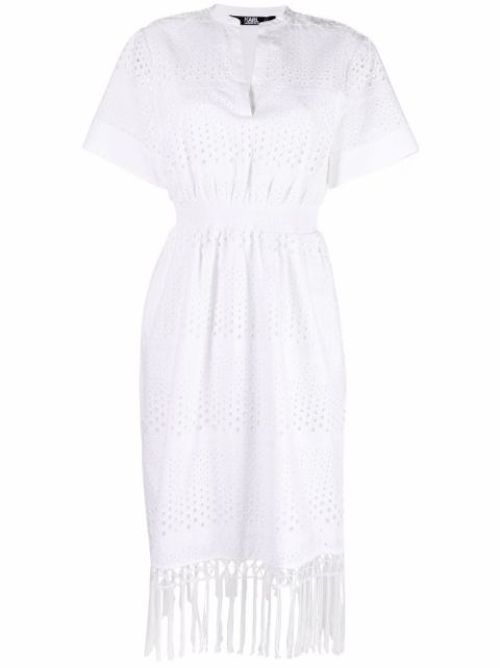 Tassel-detail short-sleeve dress