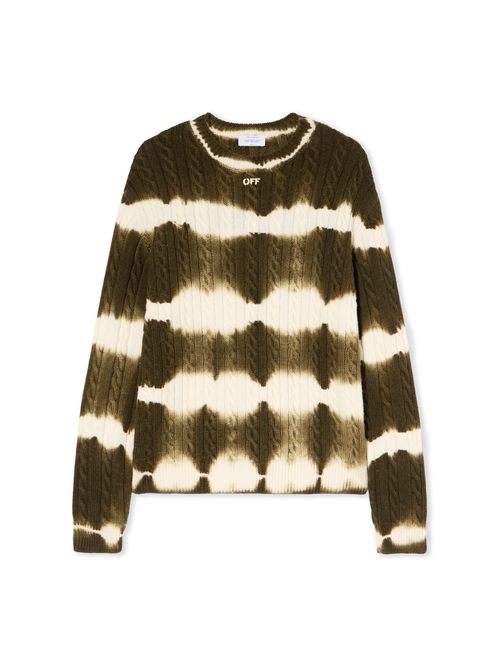 Off Stamp Cable Knit Crewneck - Male Knitwear Beech