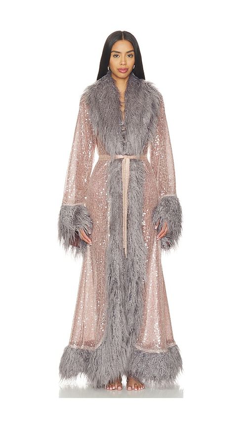 Understated Leather Heartland Robe in Lavender,Grey. - L also in M