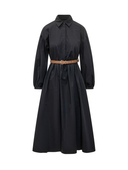 Black Shirt Collar Maxi Dress
