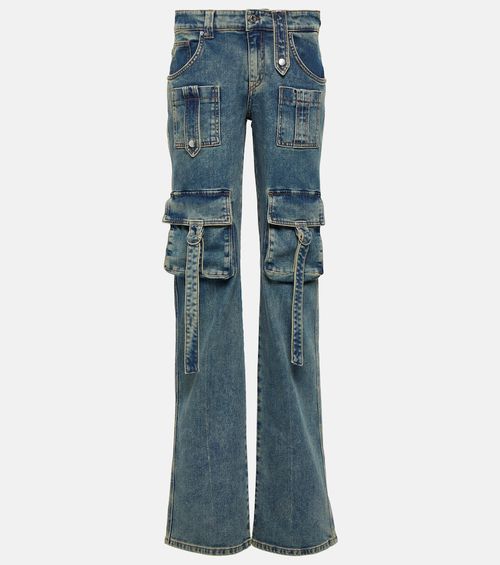 Low-rise denim cargo pants