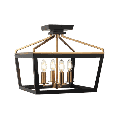 Black Aged Gold Brass One Light Ceiling Mount from the Mavonshire Collection
