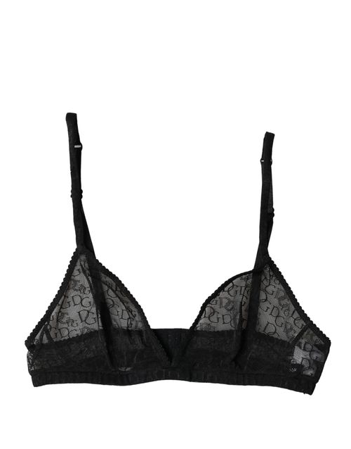 Logo-Print Sheer Soft Cup Bra — Black