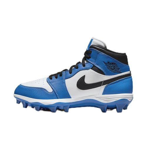 NIKE Jordan 1 Mid TD Men's Football Cleat (FJ6805-104, White/Royal/Black)