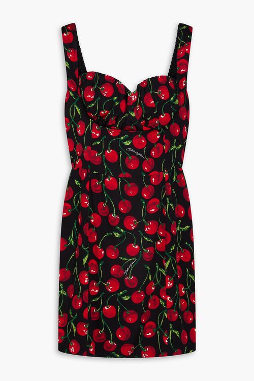 Printed silk-blend crepe de chine mini dress - Red - IT 48