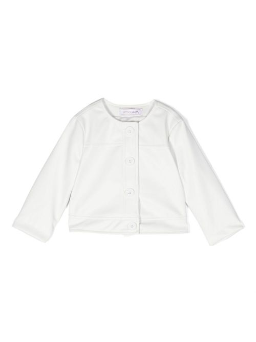 Buttoned-up faux-leather jacket - White