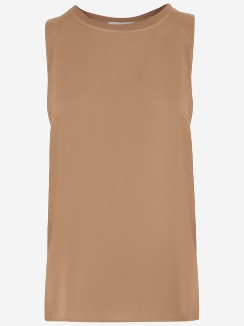 Stretch Cotton Tank Top — Brown