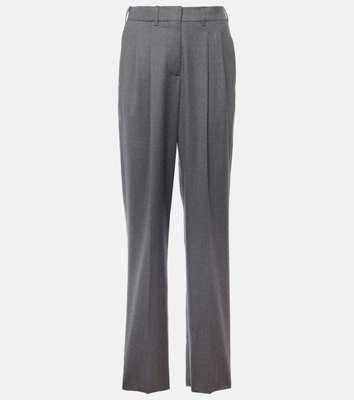 Wool flannel straight pants