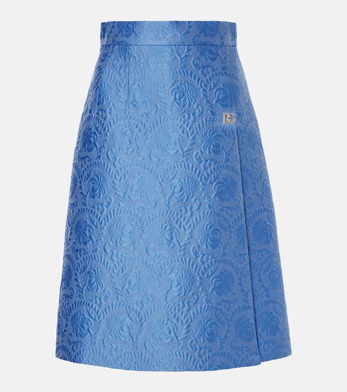 Cotton and silk-blend jacquard midi skirt
