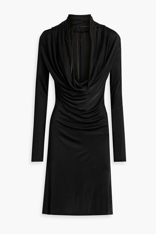 Draped stretch-satin dress