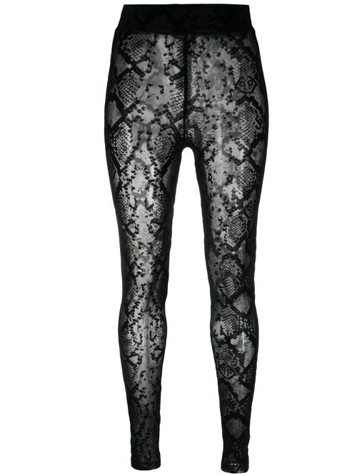 Logo-embroidered high-waisted leggings - Black