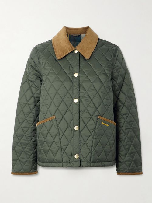 Liddesdal Corduroy-trimmed Quilted Shell Jacket - Green