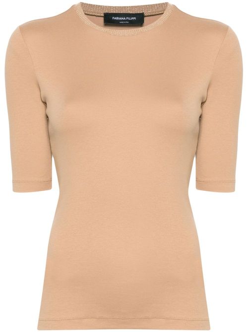Merino Wool Blend Jersey T-Shirt — Caramel