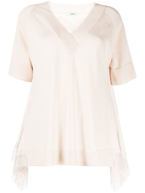V-neck short sleeve jumper - Neutrals