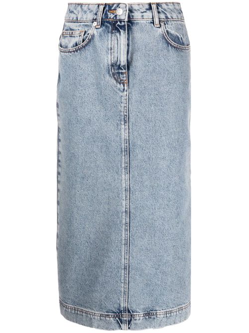 Washed-denim midi skirt - Black