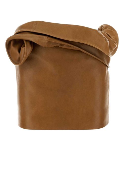 Leather Mini Skirt — Camel