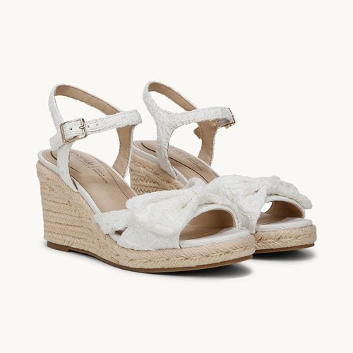 Stride Shoes Tahlia Wedge Dress Sandal White Fabric