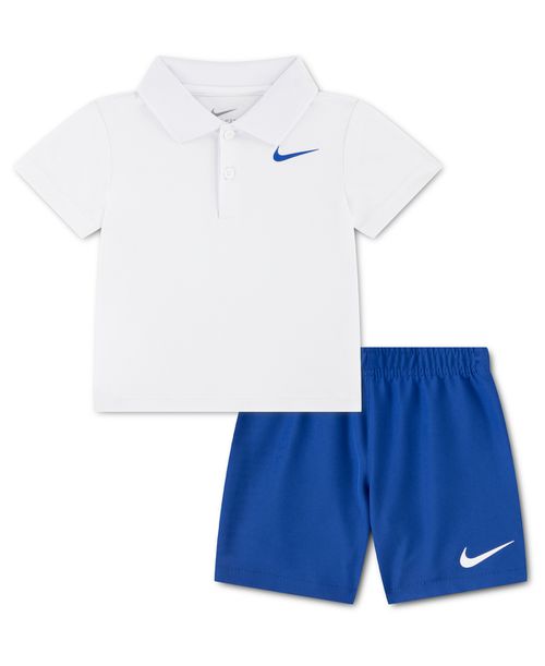 Baby Boys' Short-Sleeve Polo Shirt and Woven Shorts, 2-Piece Set - Game Royal Blue/White