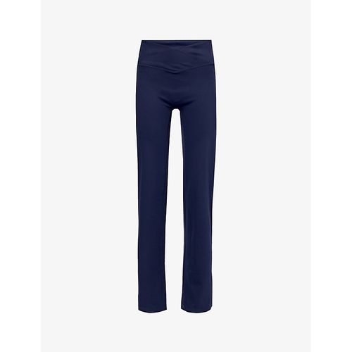 Womens Navy Ultimate Wrap-over High-rise Stretch-recycled Polyester Trousers