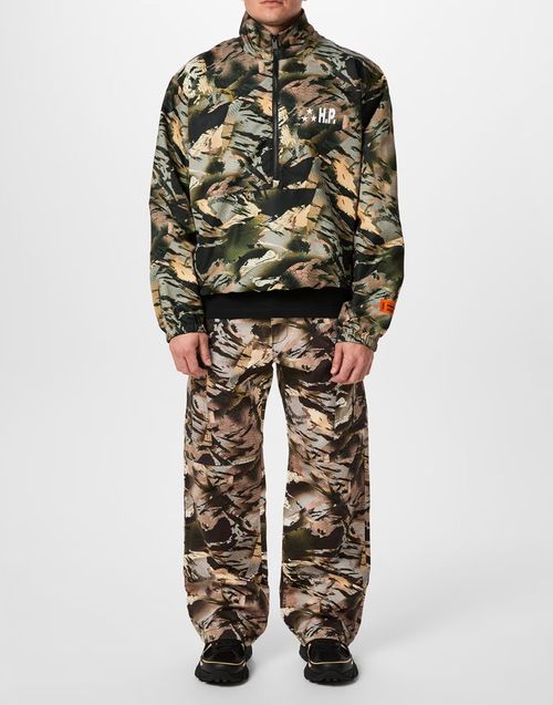 Nylon Camo Logo Tape Windbreaker Jacket — Green