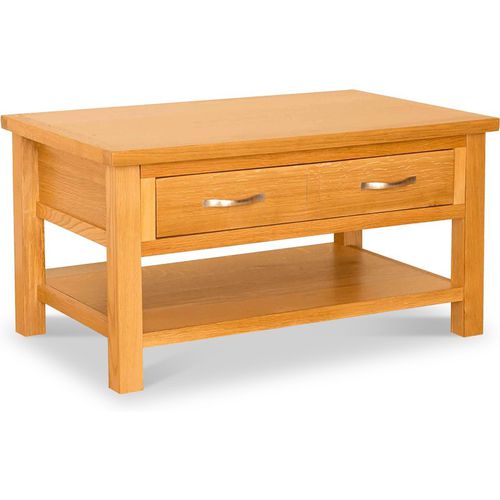 Newlyn Oak Coffee Table, Drawer Storage, W: | Modern Light Oak