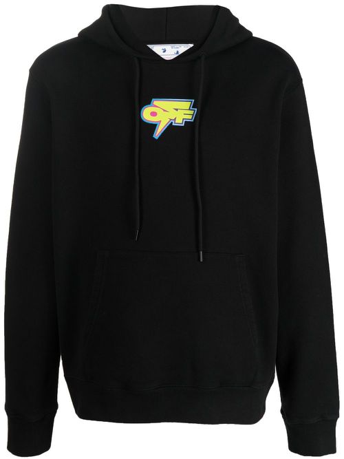 Arrows-print cotton hoodie - Black