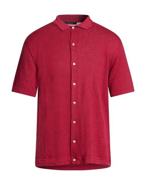 Man Shirt Burgundy Size 40 Linen, Cotton