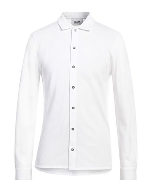 Alpha Studio Man Shirt White Size 36 Cotton, Elastane