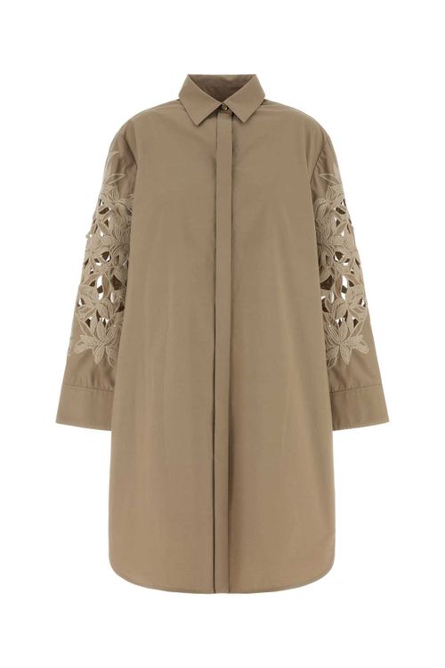 Dress Shirt Dress — Beige