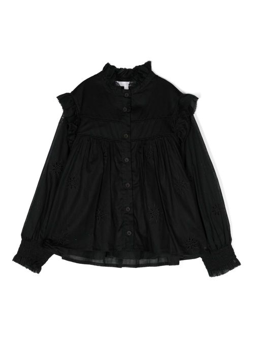 Broderie-anglaise cotton shirt - Black