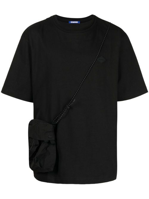 Attached-pocket short-sleeve T-shirt - Black