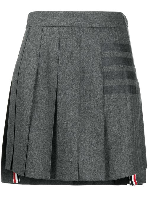 4-Bar pleated flannel mini skirt - Grey