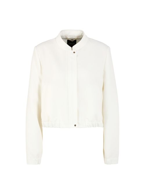 Marc Cain Jacket with stand-up collar and zip, white, 38 N