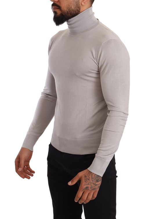 Cashmere & Silk Turtleneck Sweater — Gray