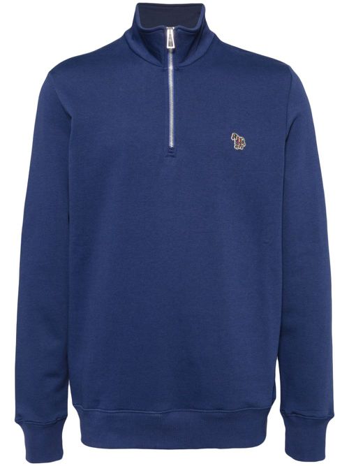 Zebra logo zip-neck sweatshirt - Blue