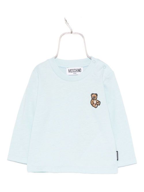 Teddy Bear-motif long-sleeve top - Blue