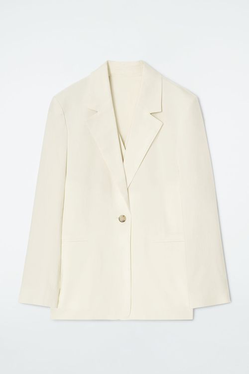 LAYERED LINEN-BLEND BLAZER