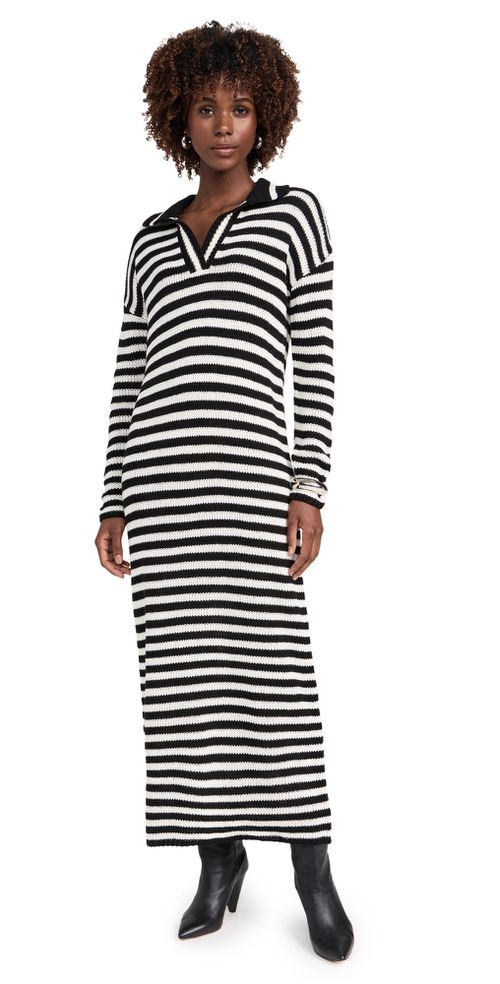 Raya Striped Polo Dress Black Multi