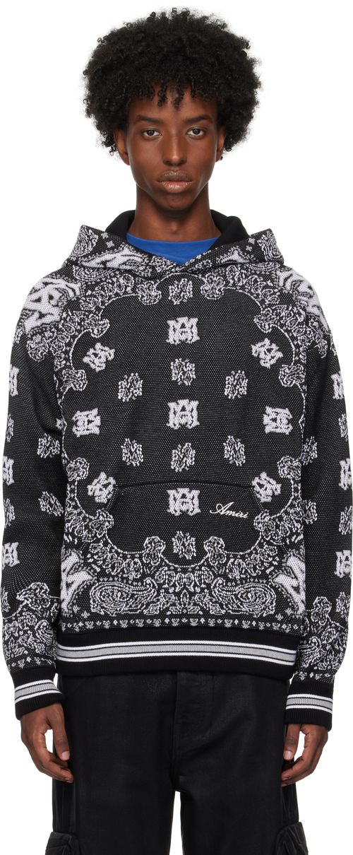 AMIRI Black & White Bandana Hoodie