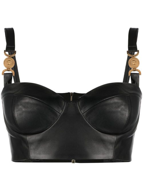 Medusa leather bralette - Black